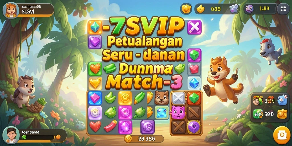 Screenshot gameplay 7SVIP menampilkan momen mendebarkan mencocokkan item.