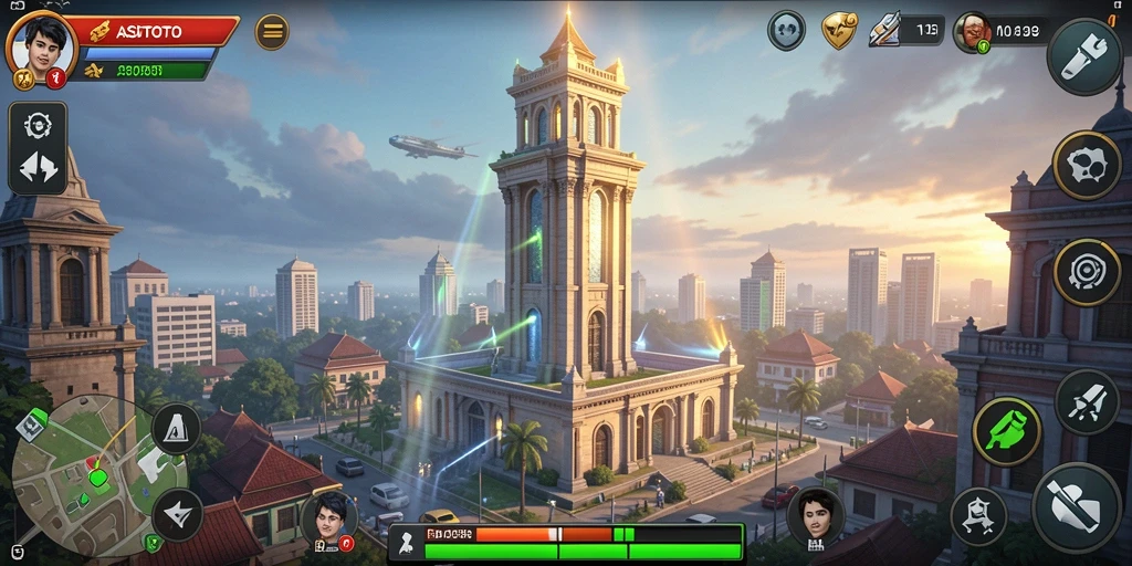 Tampilan gameplay ASDTOTO dengan strategi pertahanan menara.