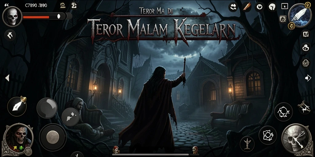 Screenshot gameplay C7890 dengan suasana kegelapan yang mencekam.