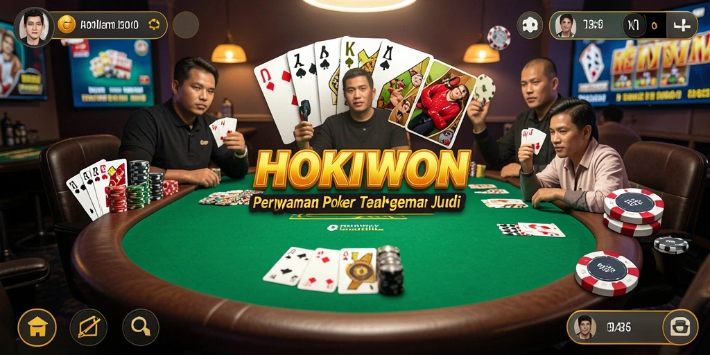 Tampilan bertaruh intens di HOKIWON dengan pemain Poker terampil.