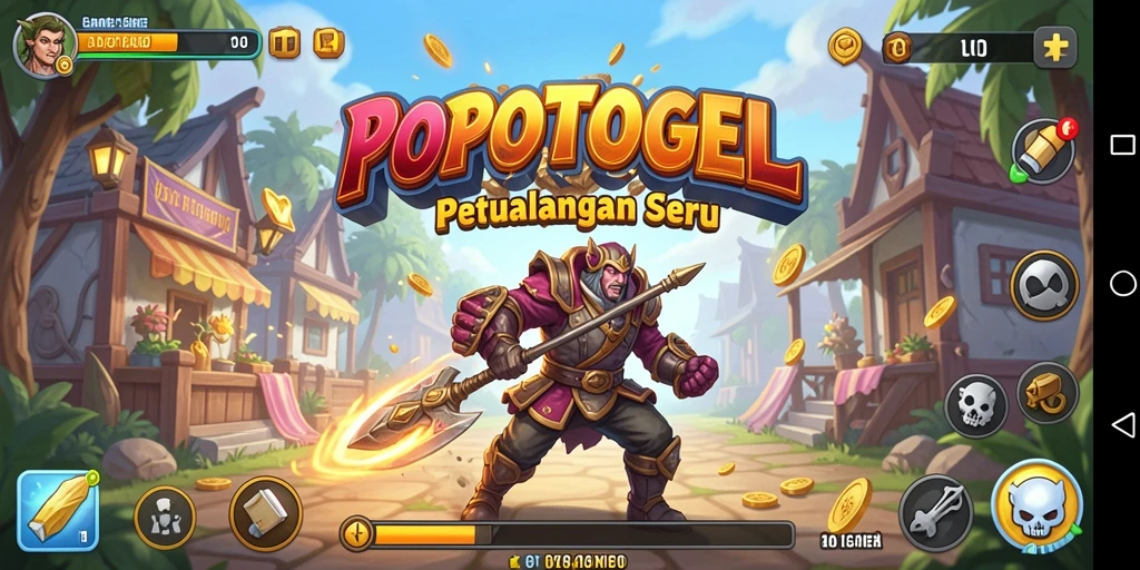 Screenshot gameplay POPOTOGEL menampilkan aksi seru dalam game Arcade.