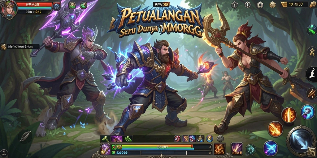 Tampilan gameplay seru di dunia MMORPG yang menakjubkan.