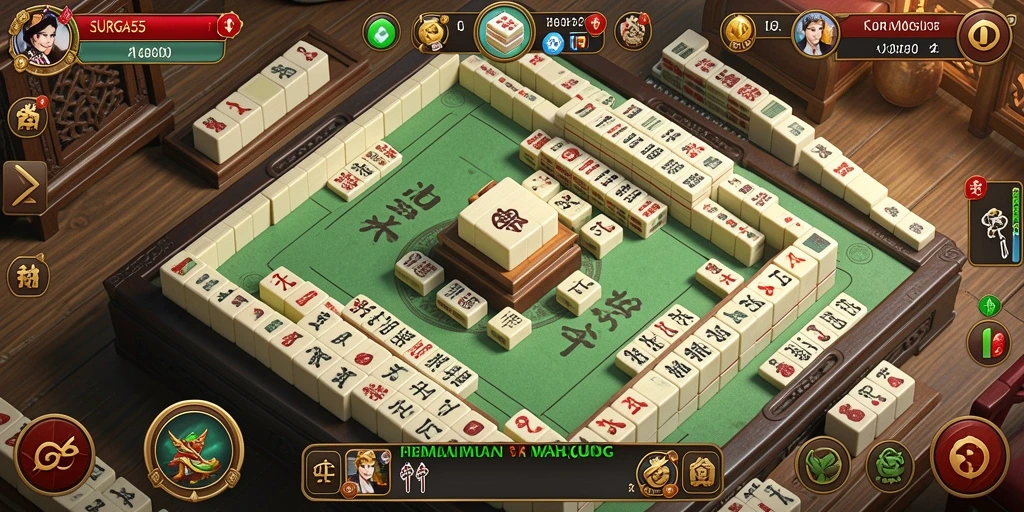 Tangkapan layar gameplay SURGA55 yang menampilkan suasana permainan Mahjong.